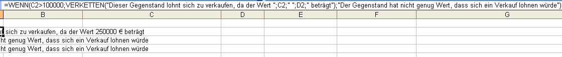 Excel - Verketten Funktion mit Bedingungen (Wenn Formel)